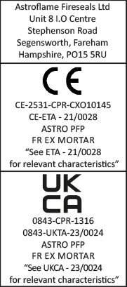 CE ETA and UKCA Label Astro PFP FR EX Mortar
