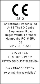 CE ETA Label Astro DS Duct Sleeve
